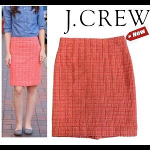 J.CREW Pink and Orange Tweed No. 2 Pencil Skirt Size 6 NWT